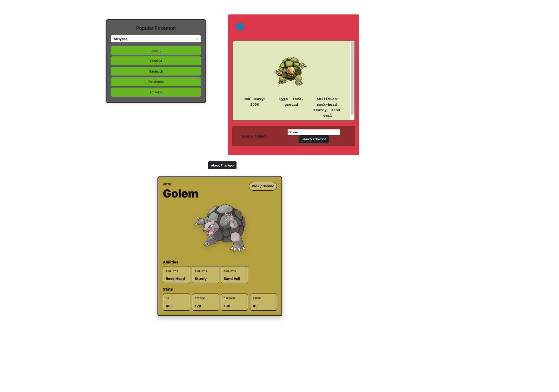 Pokédex app result screen displaying Primeape data